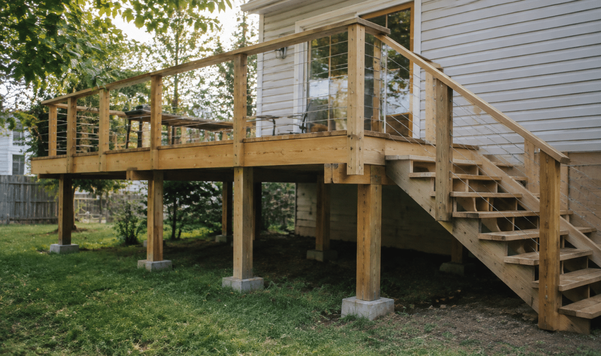Plans de terrasse surélevée sur poteaux de soutien